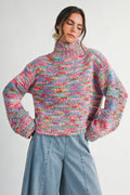 3320IK Chunky Marled Turtleneck Sweater