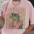Summer Later Gator Stripes Alligator Preppy Graphic Tee
