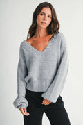 3283IK Brushed V-Neck Pullover Sweater