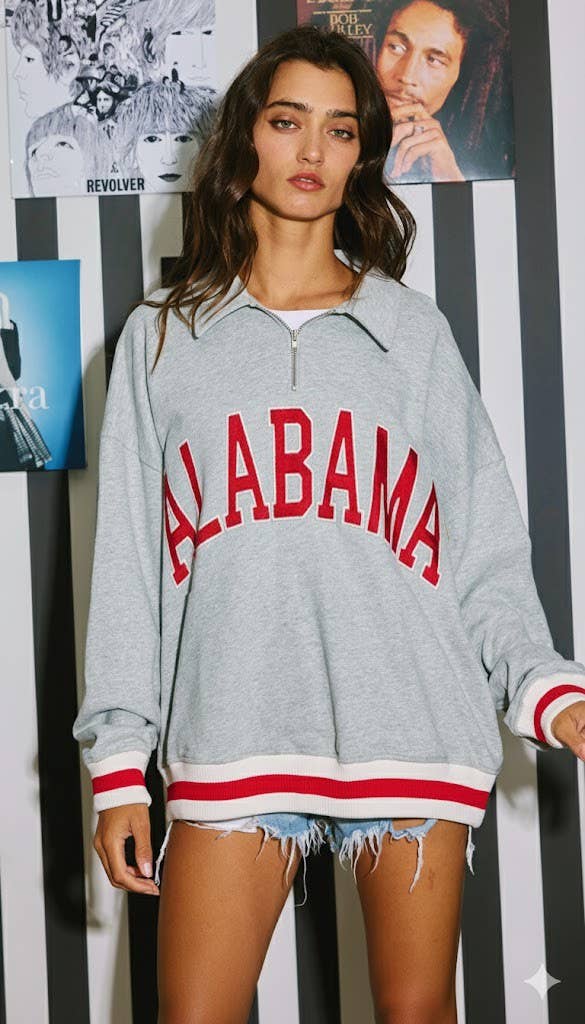 IT2686-ALABAMA 'alabama' Embroidered Letter Pullover Top