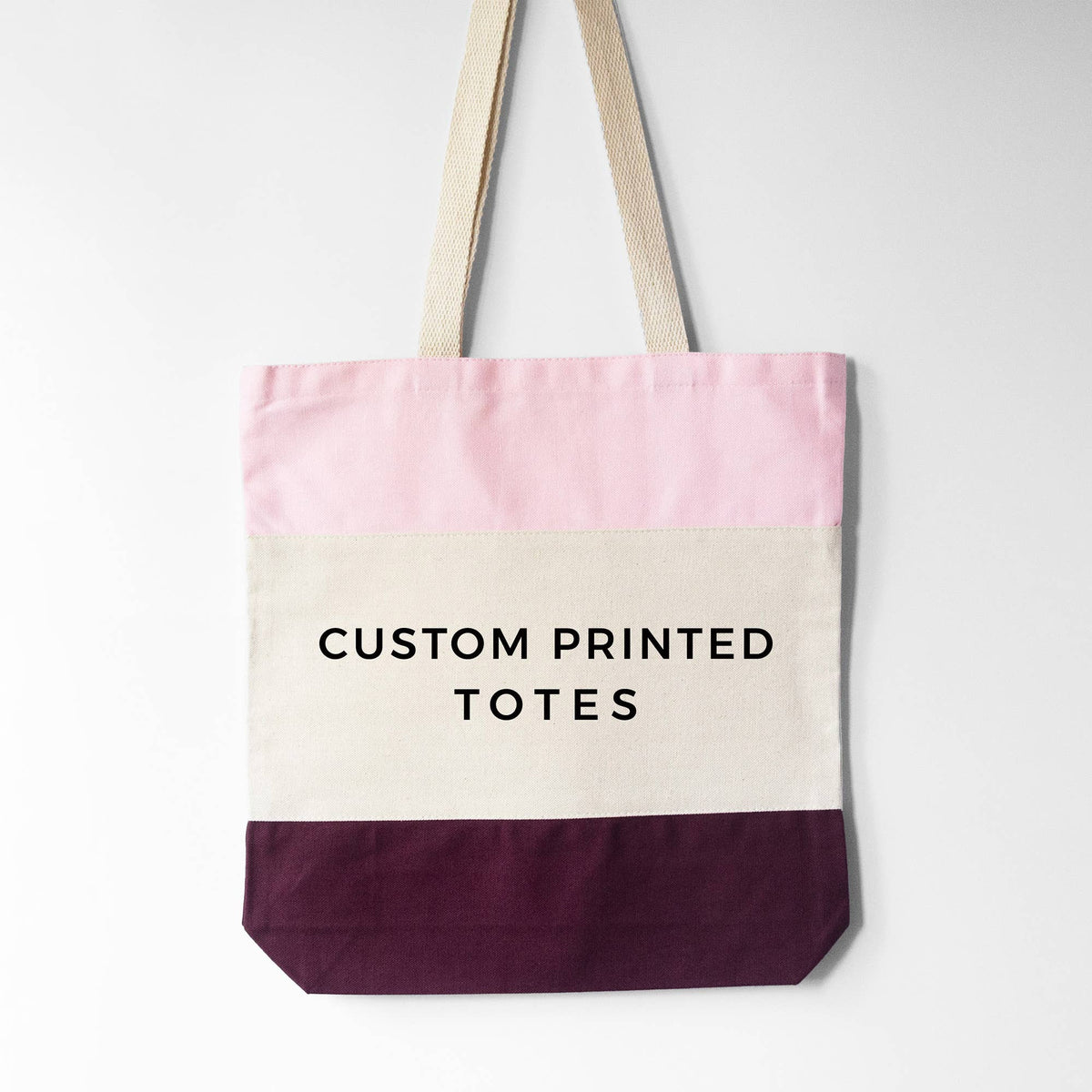 One Side Custom Printed Tri-Color Tote Bags