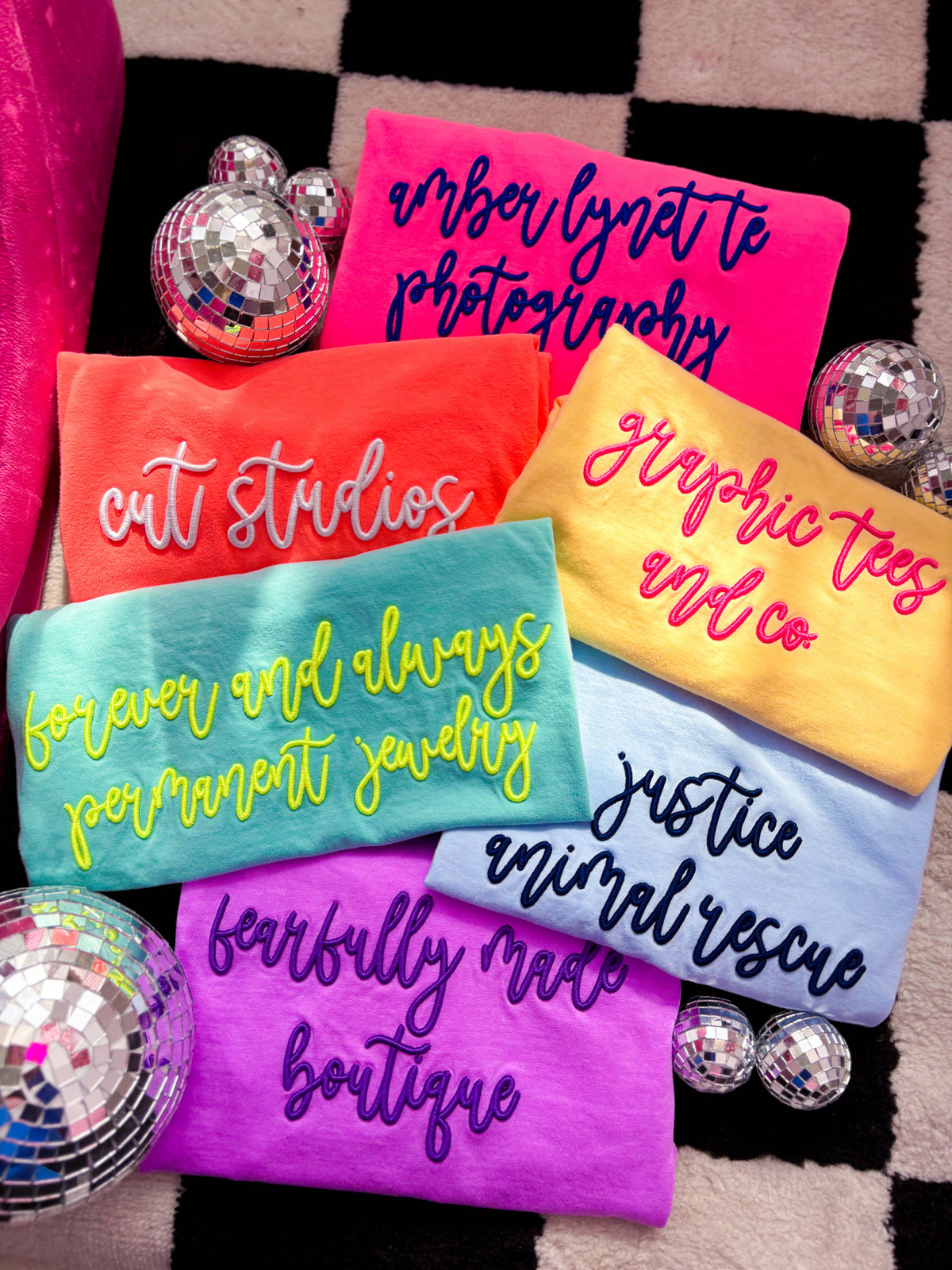 Custom Script Puff Embroidered Tees | Boutique Personalized
