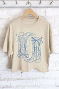 Long Live Cowgirl Western Bow Boots Graphic Long Crop Top