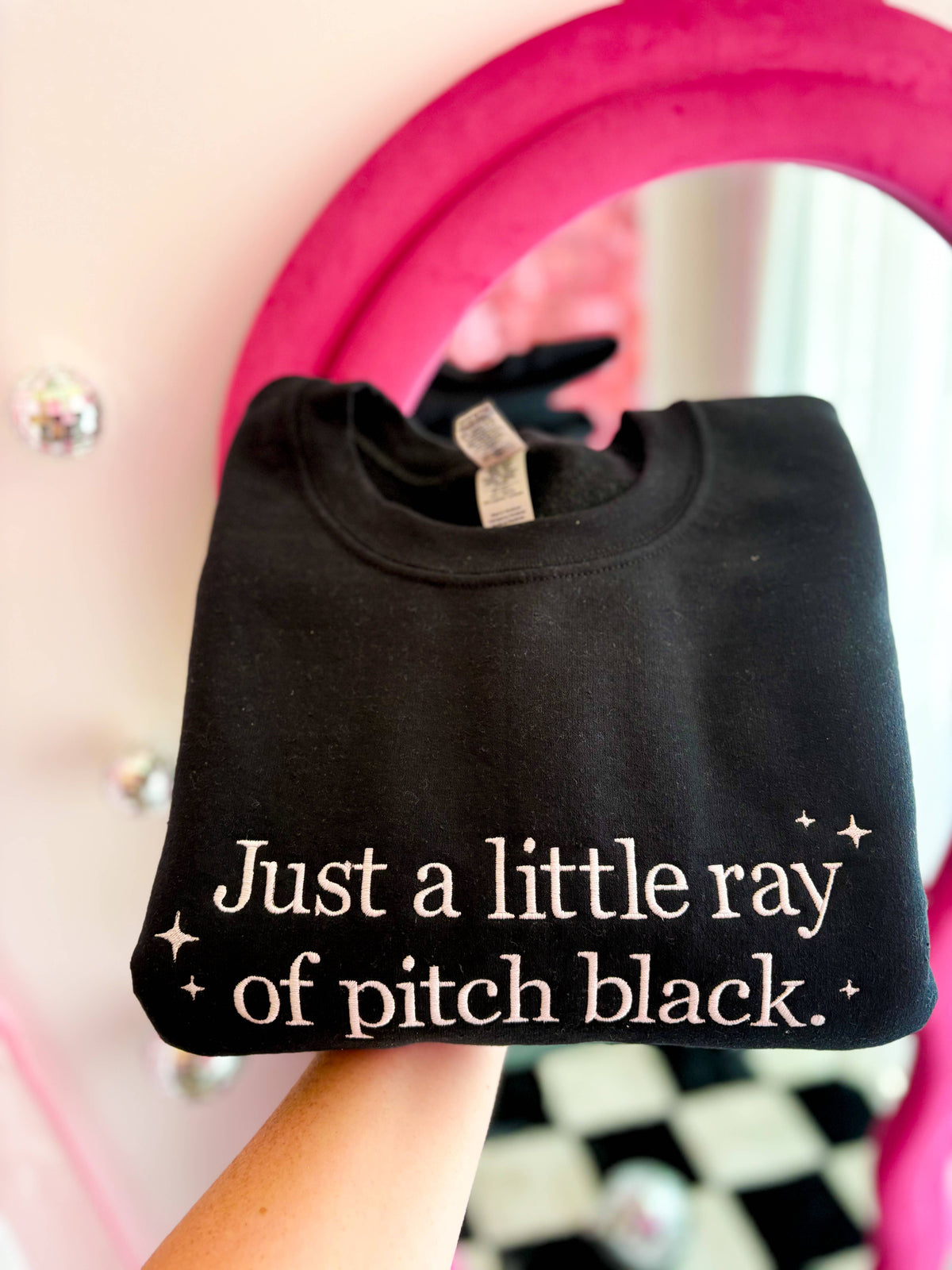 Pitch Black Embroidered Crewneck | Spooky Sweatshirt