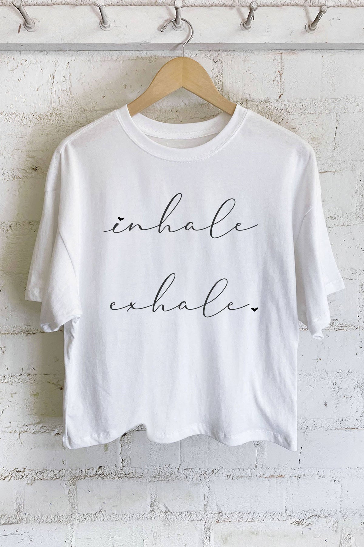 Inhale Exhale Yoga Graphic Long Crop Top
