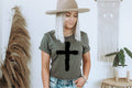 Olive Distressed Cross Bella Faith Based Graphic Tee