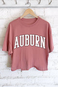 Auburn Puff Graphic Long Crop Top