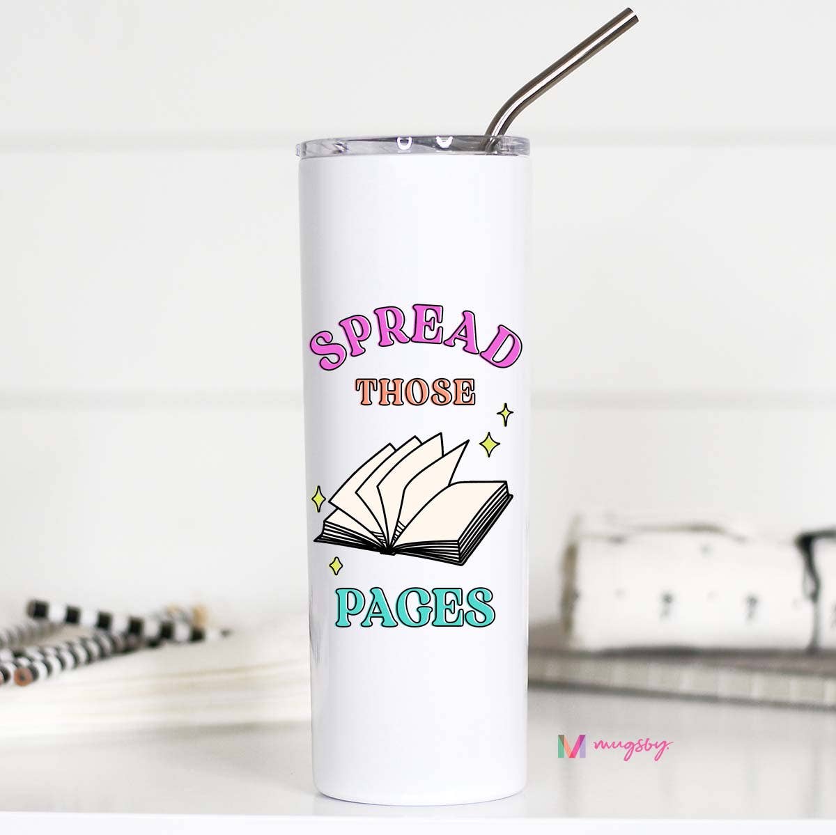 Spread Those Pages Stainless Steel Tall Travel Cup, Book Cup