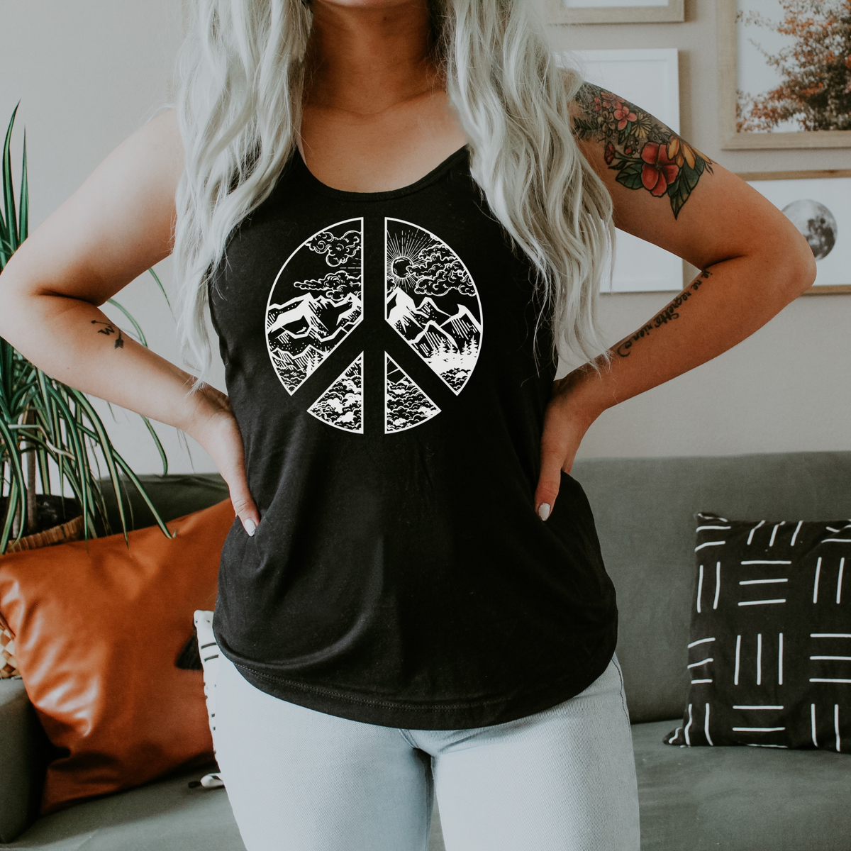 Peace Sign Nature Ladies Tank Top 002