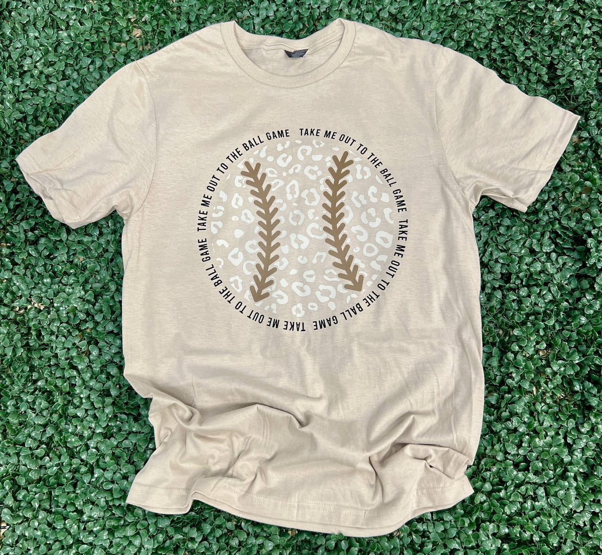 Take Me Out Leopard Baseball On Gildan Softstyle Sand