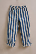 Striped Cropped Wide Leg Denim Pants