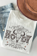 Women Western Graphic Print Short Sleeve Loose Top