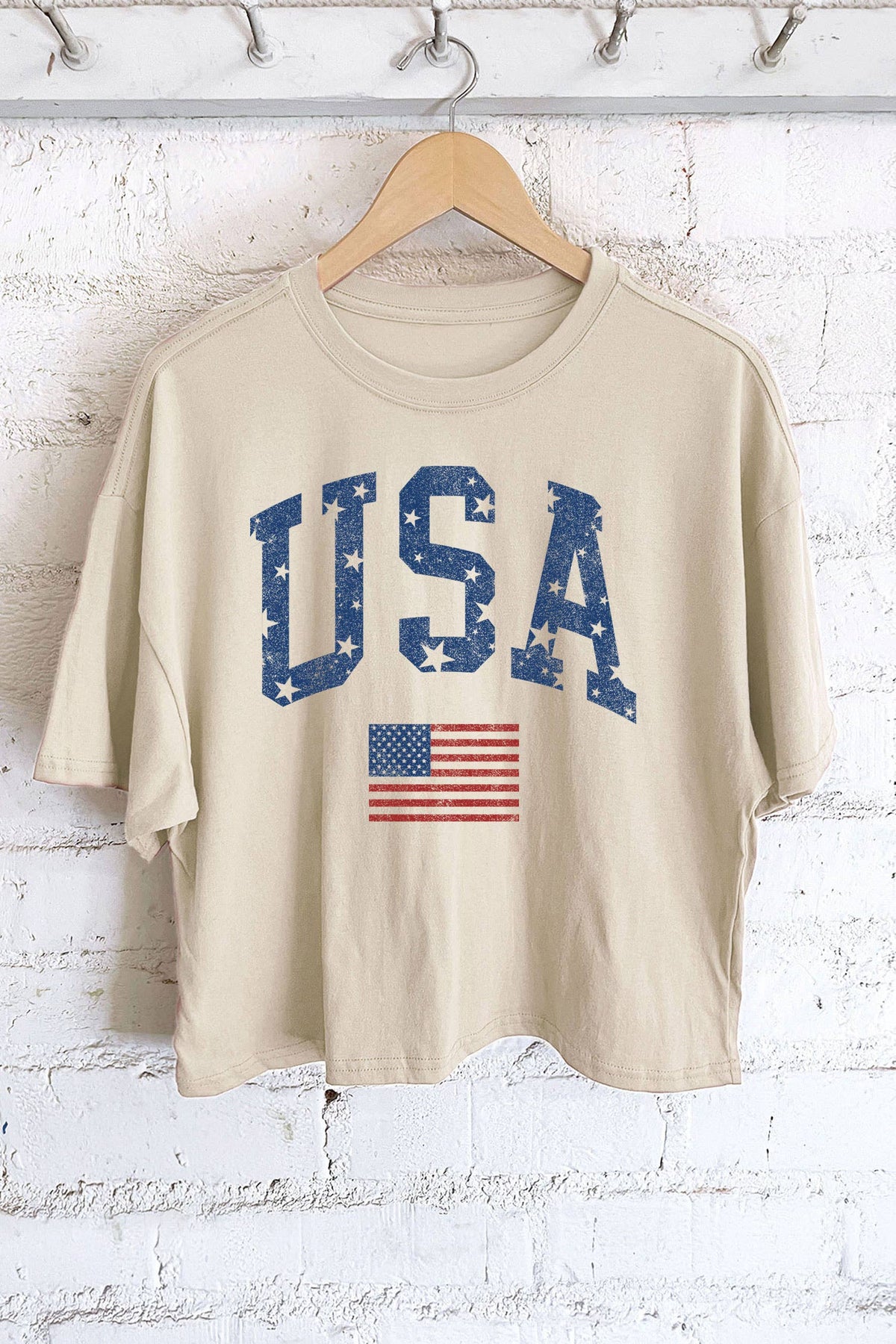 USA Flag Graphic Long Crop Top