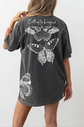 Butterfly Dropped  Graphic  Oversized Tee