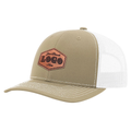 Custom Hat with Laser Engraved Patch - Khaki/White