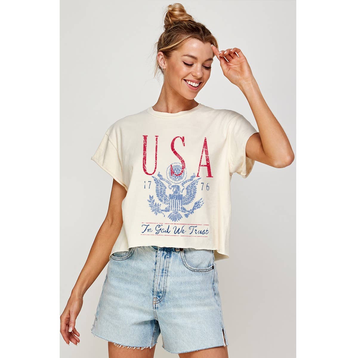 USA Fourth July  Vintage Graphic Crop Top