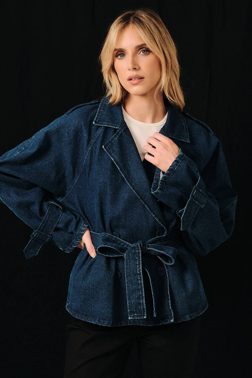 Denim Trench Short Coat