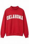 IT2594E-OKLAHOMA  'oklahoma' Embroidered Mock Neck Sweatshir