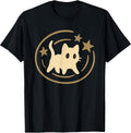 Vintage Y2K Creepy Cute Cat with Stars Graphic Tee