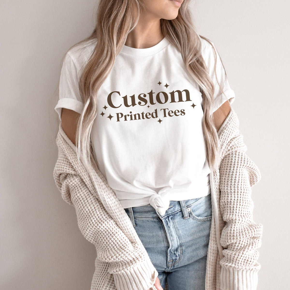 Custom Cotton Tees with Name Location or Logo - Boho Colors