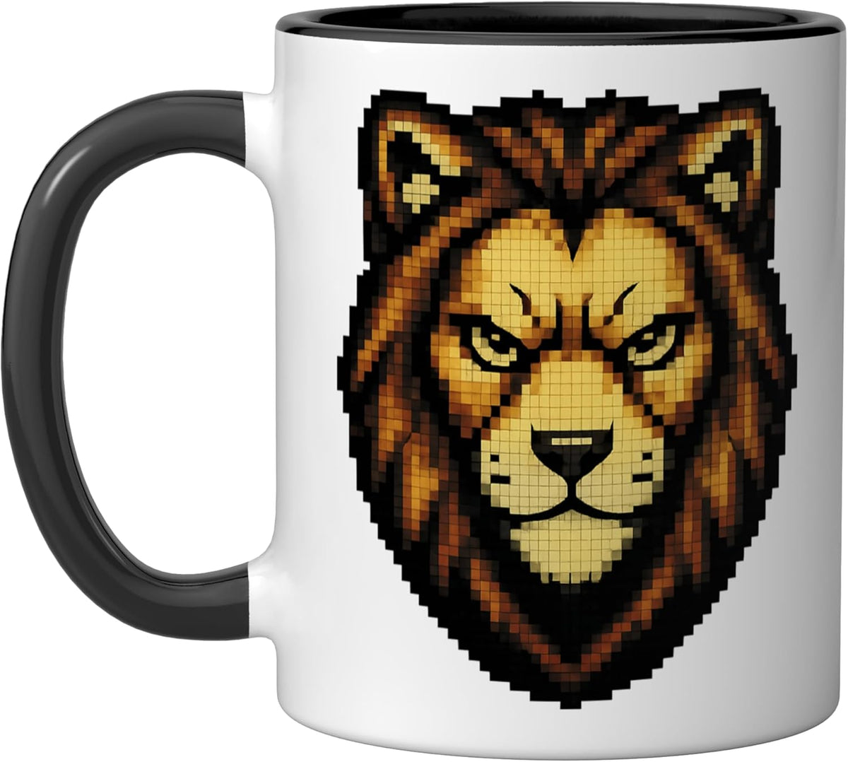 8 Bit Pixel Lion Animal Face Retro Design style