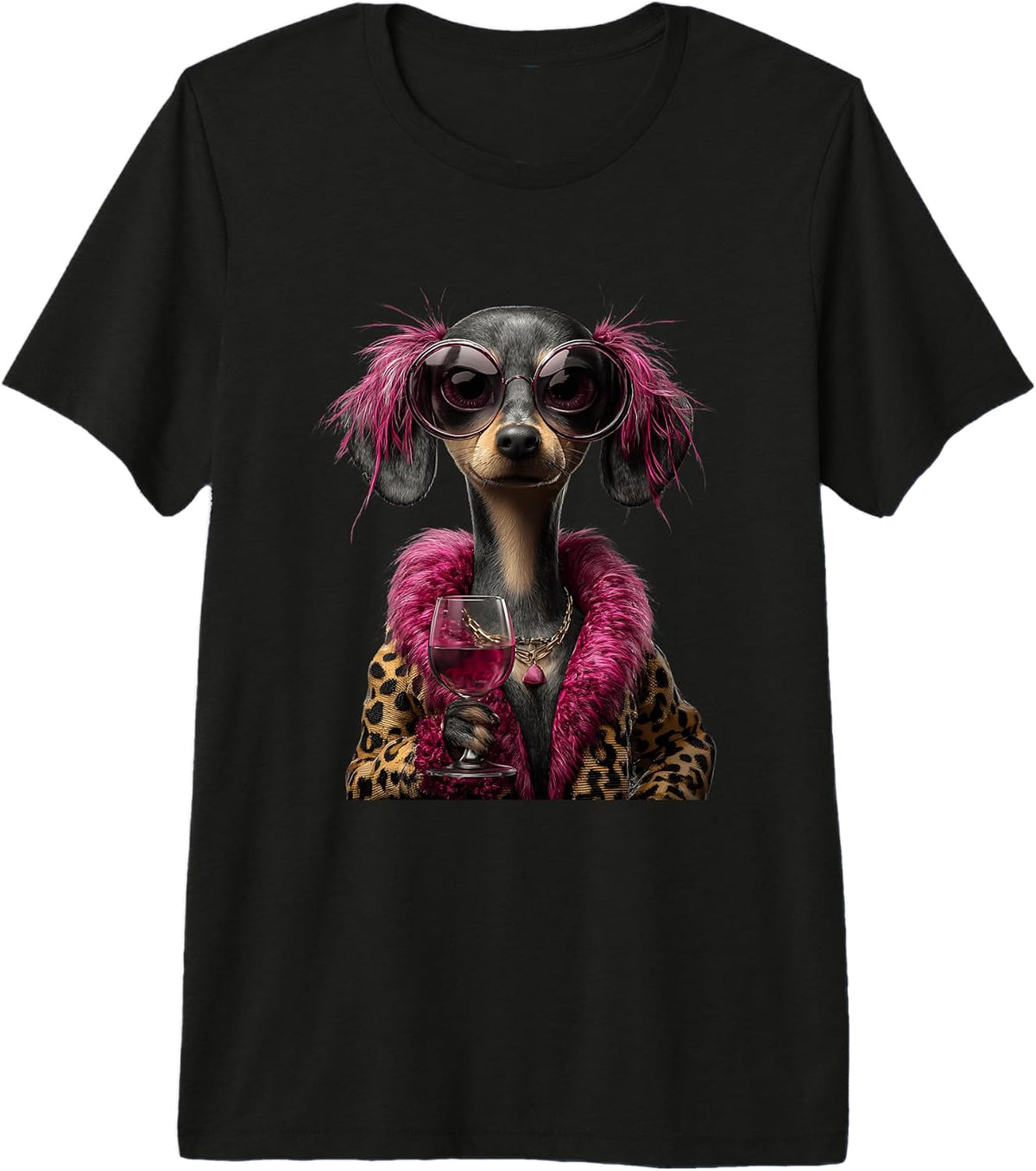 Whimsical Glam Canine Character Graphics Pink