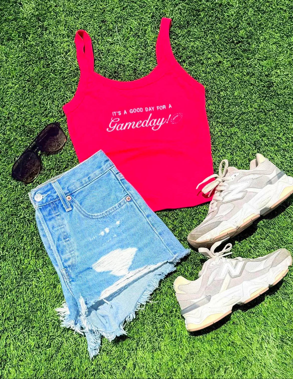 Good Day For Game Day Embroidery GAME118 Cropped Tank