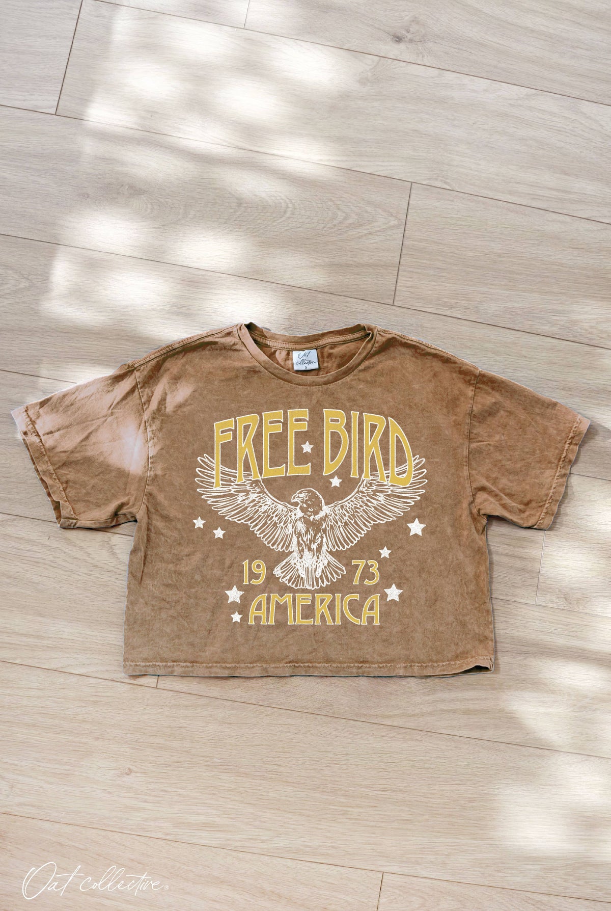 Free Bird America Cropped Mineral Graphic Top