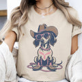 Western Hound Dog Cowboy Ranch Farm Country Pink Graphic Tee