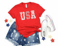Stars & Stripes USA Red Bella 4th of July Graphic Tee