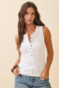 8571GK Ribbed Henley Tank Top