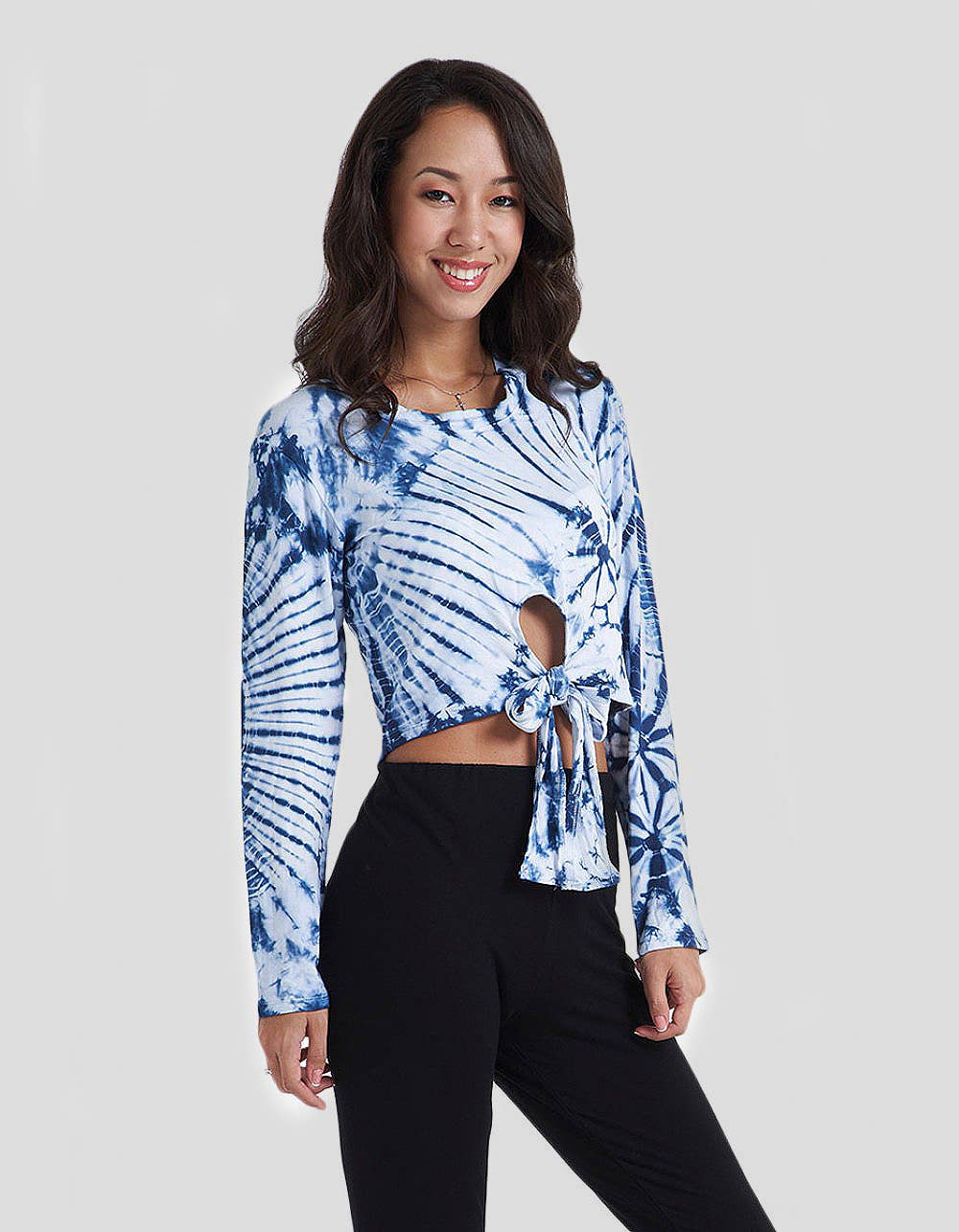 Tie Dye Long Sleeves Crop Top (TH-1302)
