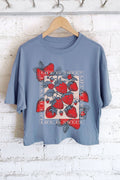 Life Is Sweet Strawberry Graphic Long Crop Top