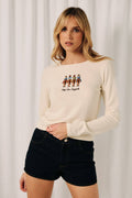 "Long Live Cowgirls" Graphic Embroidered Waffle Knit Top