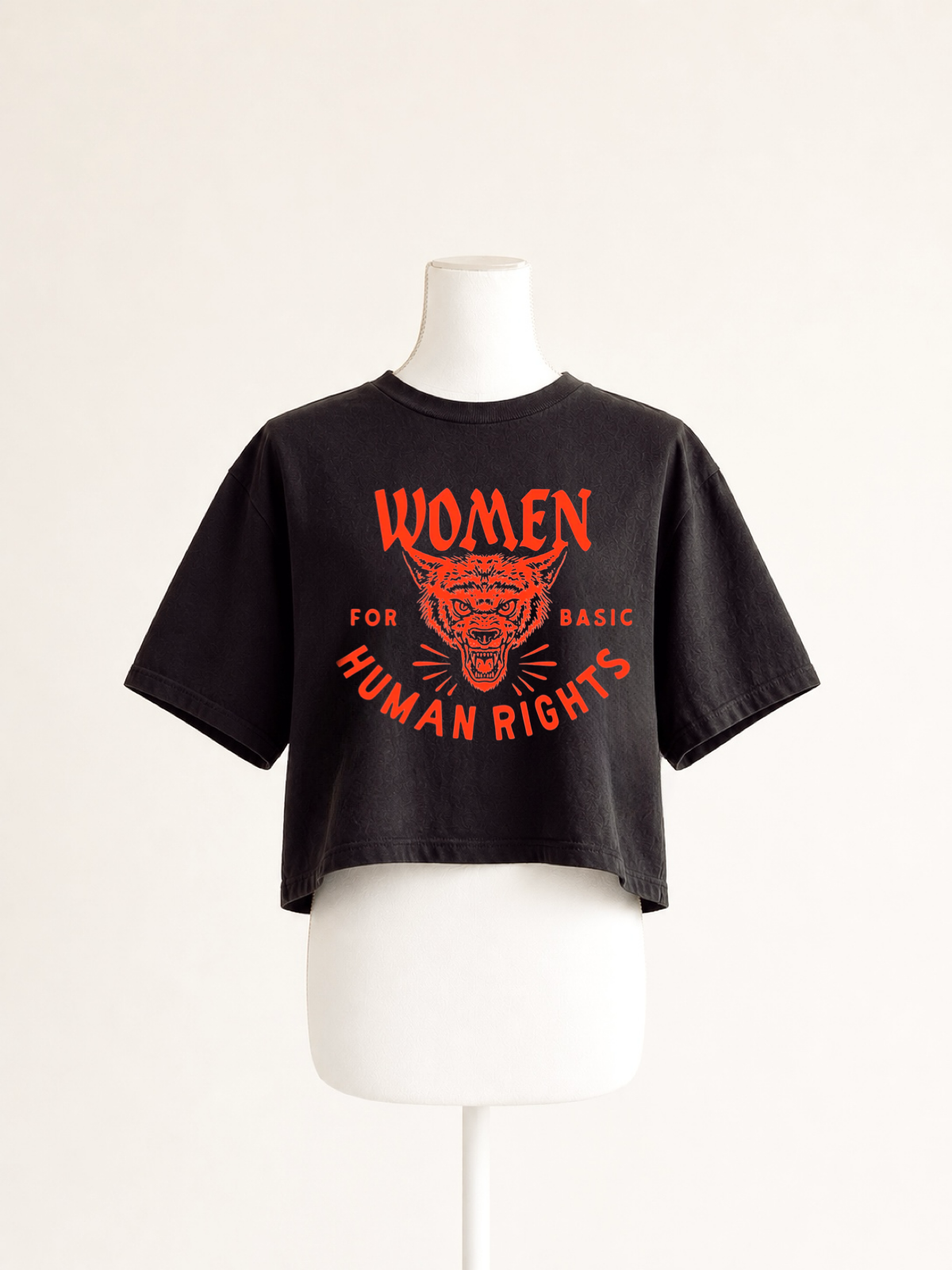 Women For Basic Human Rights Cropped Boxy Tee- Black