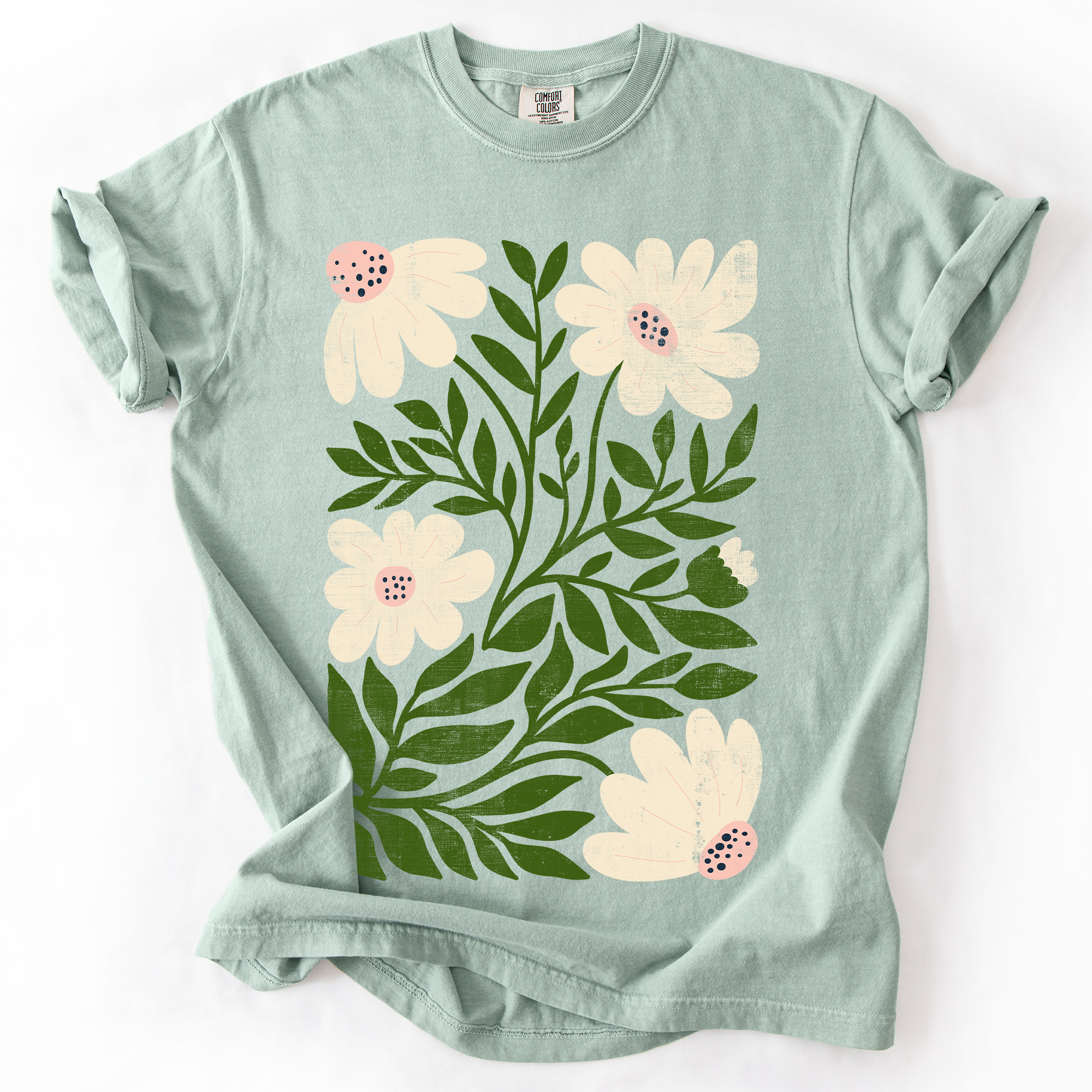 White Wildflower Botanical, Vintage Boho, Nature T-Shirt