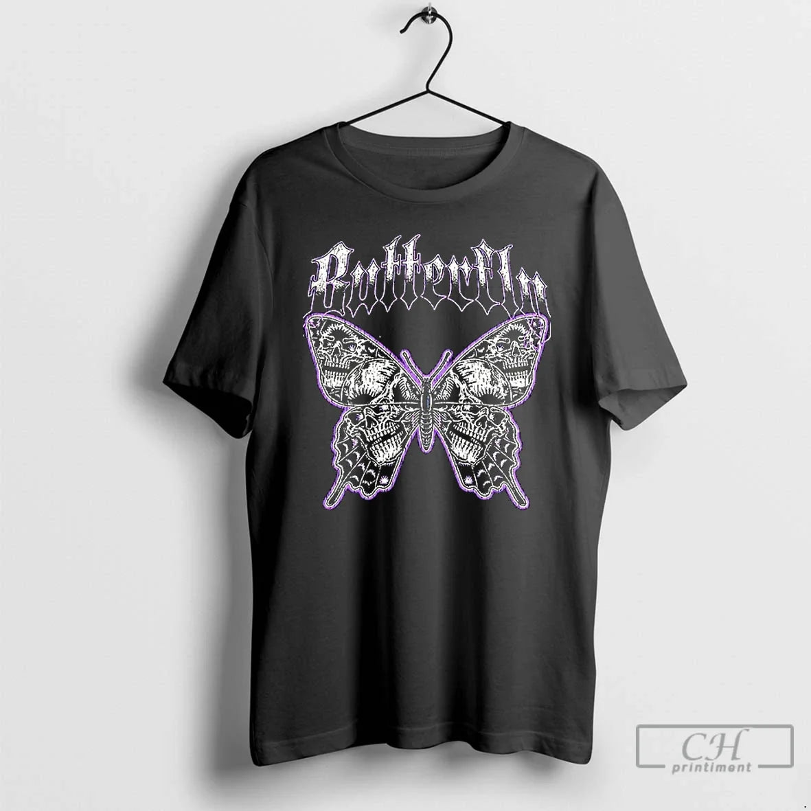 Classic Butterfly Skull Gothic Purple Death Metal Artwork T Shirs Sweater