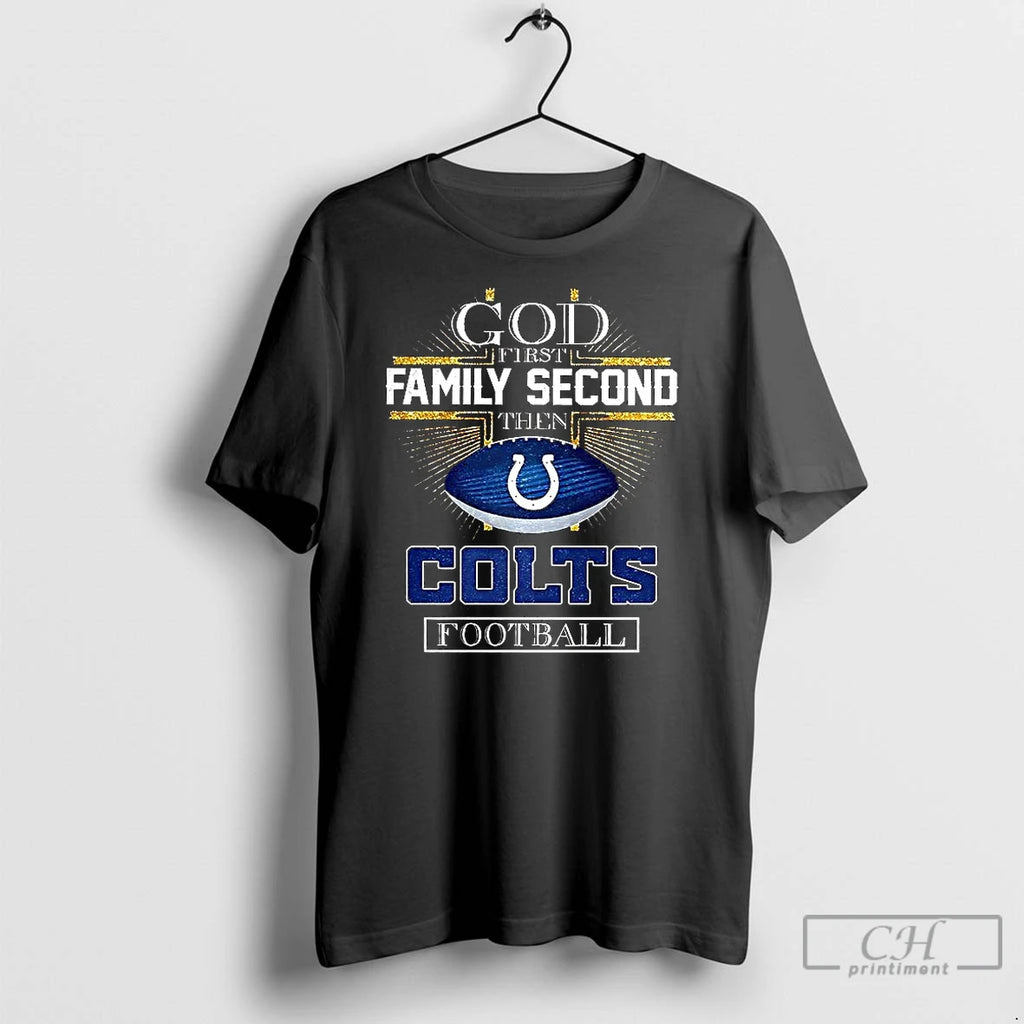 Classic Cross God First Family Second Then Indianapolis Colts Football Christian