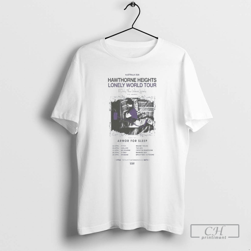 Classic Hawthorne Heights Lonely World Tour 2026 Armor For Sleep Australia Shirt Sweater