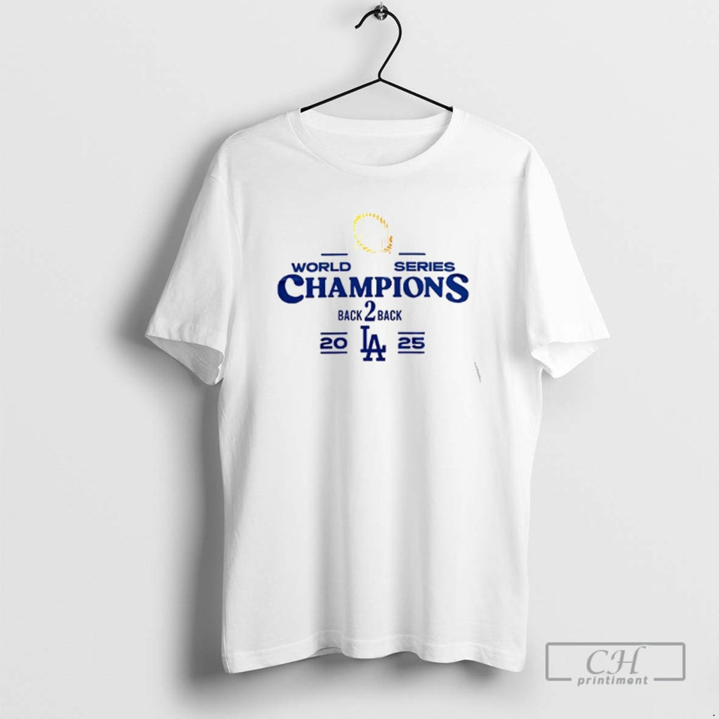 Classic La Dodgers Back 2 Back 2025 World Series Champions White 2 Sided Shirt Sweater