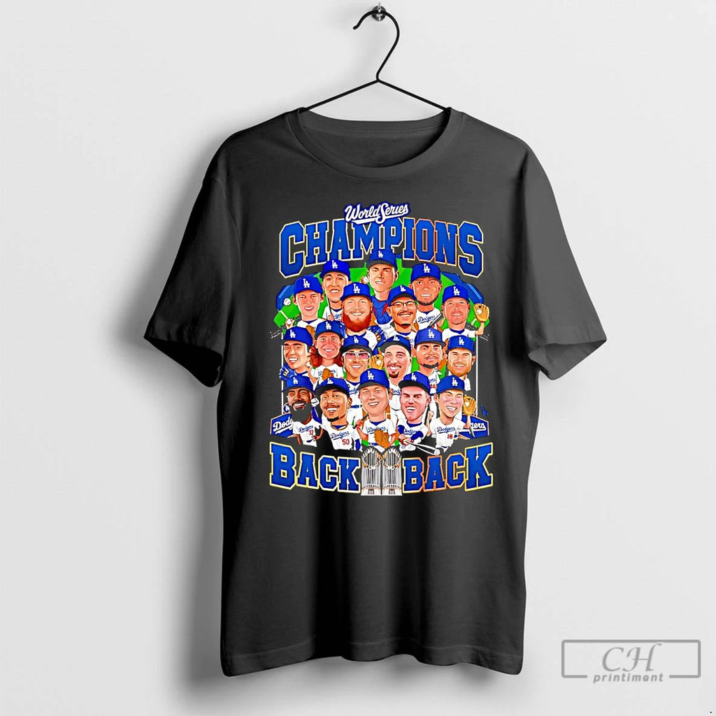 Classic La Dodgers World Series Champions Back To Back Trophy Caricature