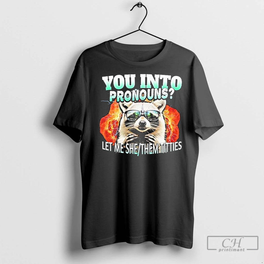 Classic Let Me She Them Titties Raccoon Pronouns Intro Graphic