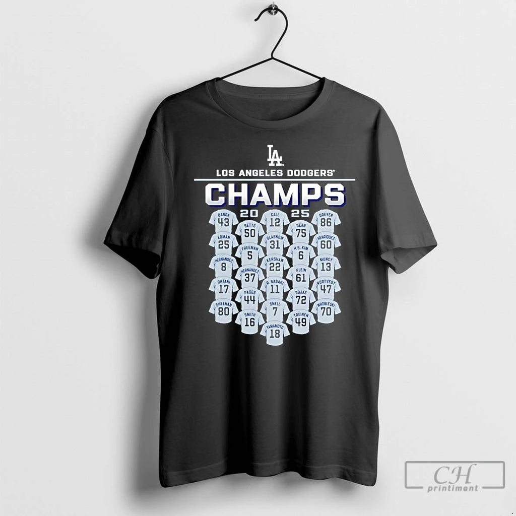 Classic Los Angeles Dodgers 2025 World Series Champions Jersey Roster