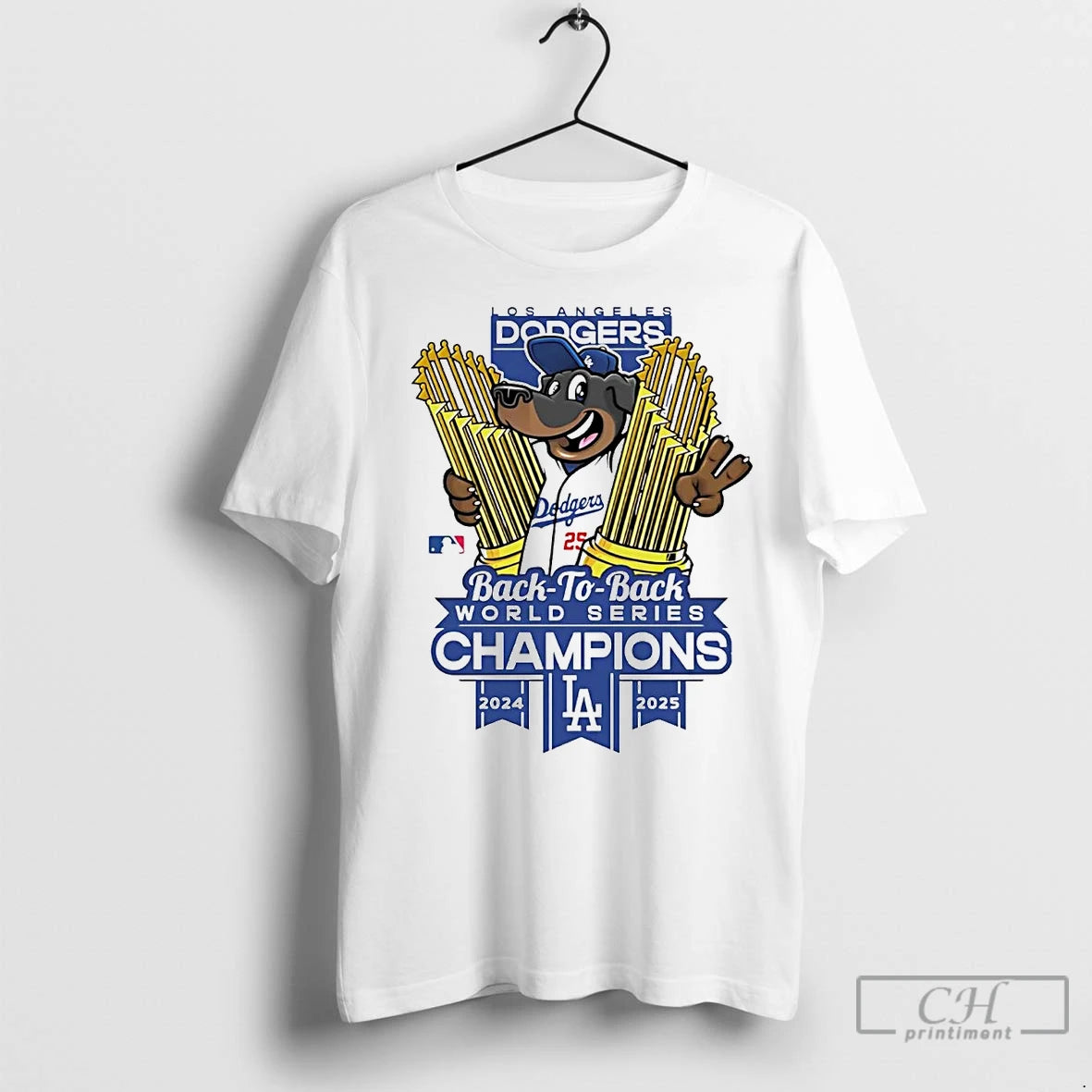 Classic Los Angeles Dodgers 2025 Back To Back World Series Champions Mascot Trophy