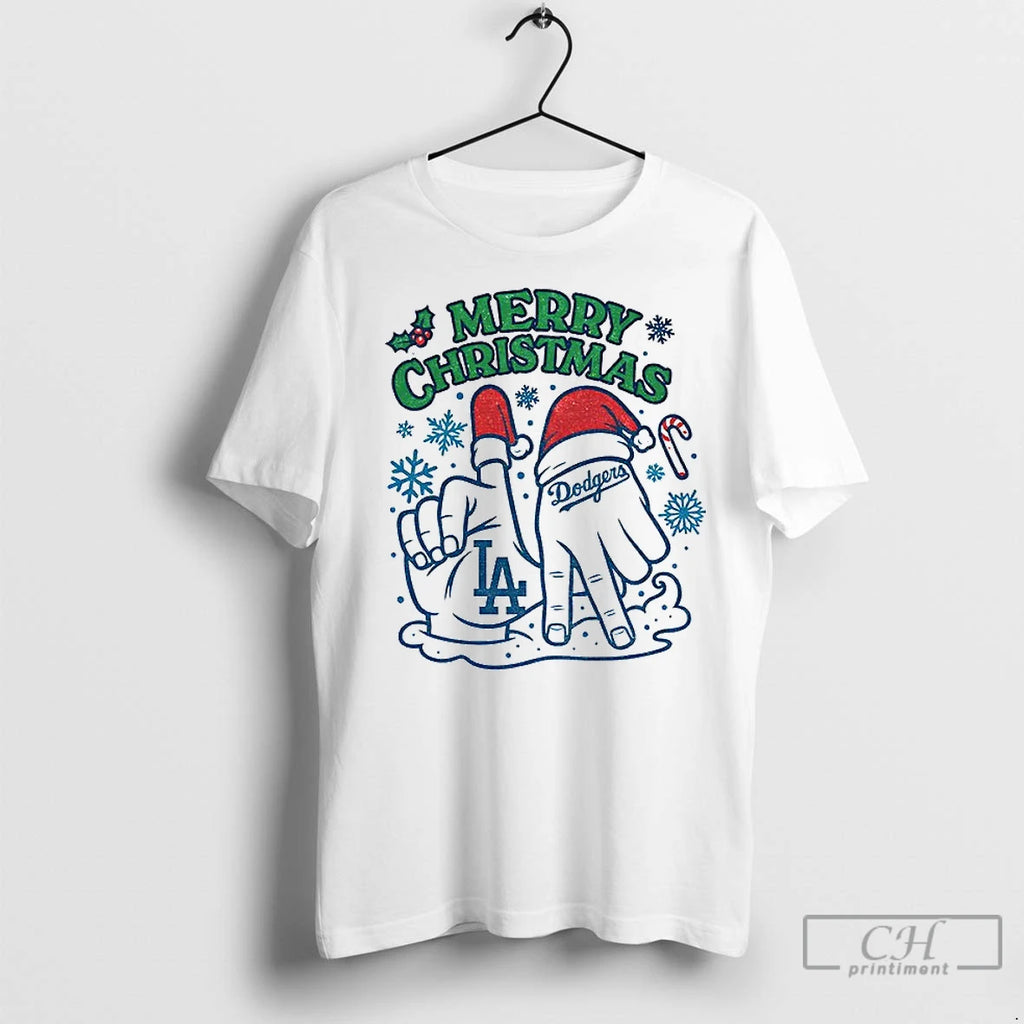 Classic Merry Christmas Los Angeles Dodgers Hands Mlb Baseball World Series 2025