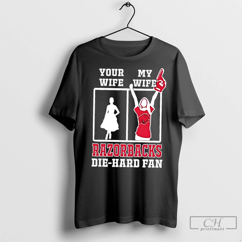 Classic My Wife Arkansas Razorbacks Football Die Hard Fan