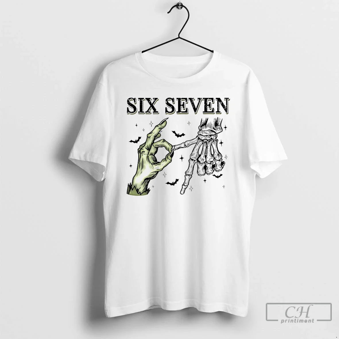 Classic Six Seven 67 Skeleton Hands Halloween T Shirts