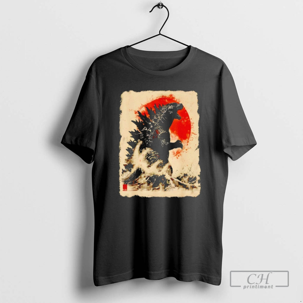 Classic Vintage Japanese Godzilla Great Wave Shirt Sweater