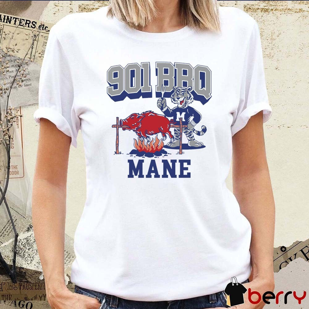 901 BBQ Mane Memphis Tigers Beat Arkansas Razorback Mascot t-shirt