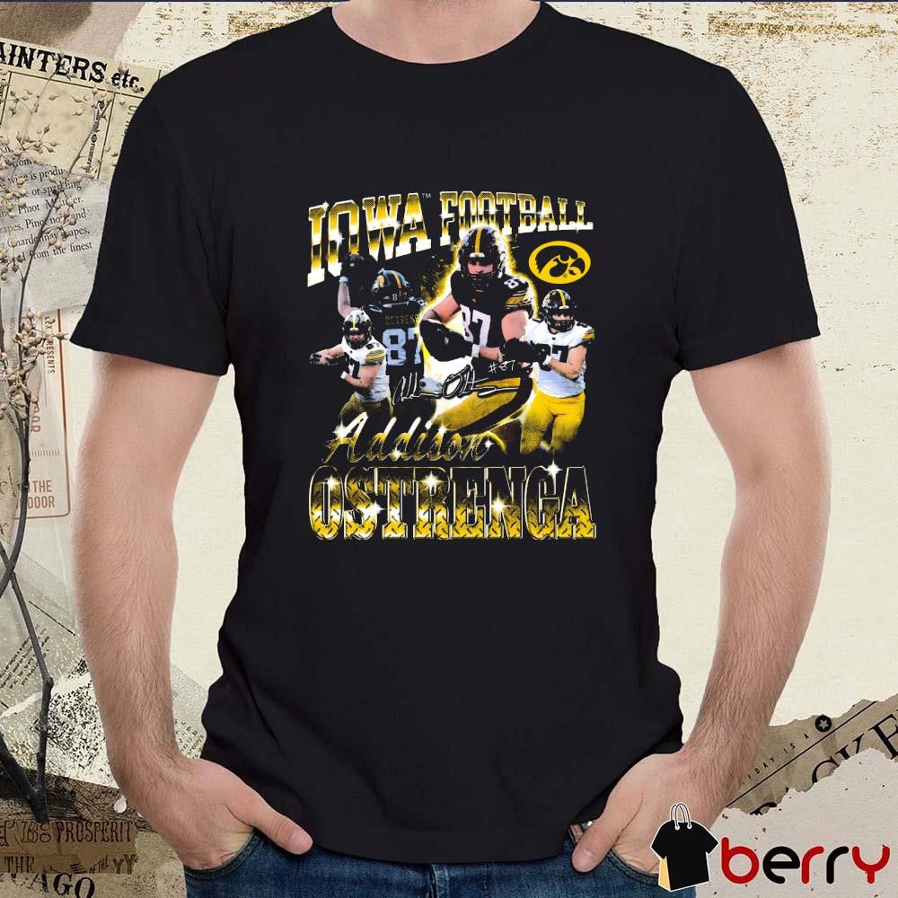 Addison Ostrenga Iowa Hawkeyes 90s Retro Signature Graphic t-shirt